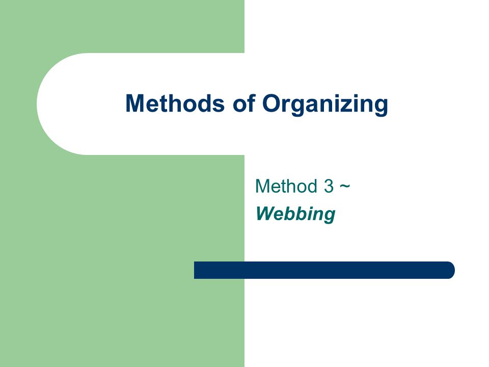Methods of Organizing Method 3 ~ Webbing