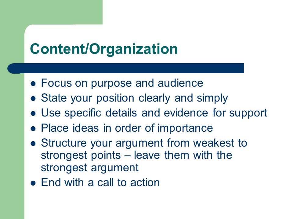 Content/Organization