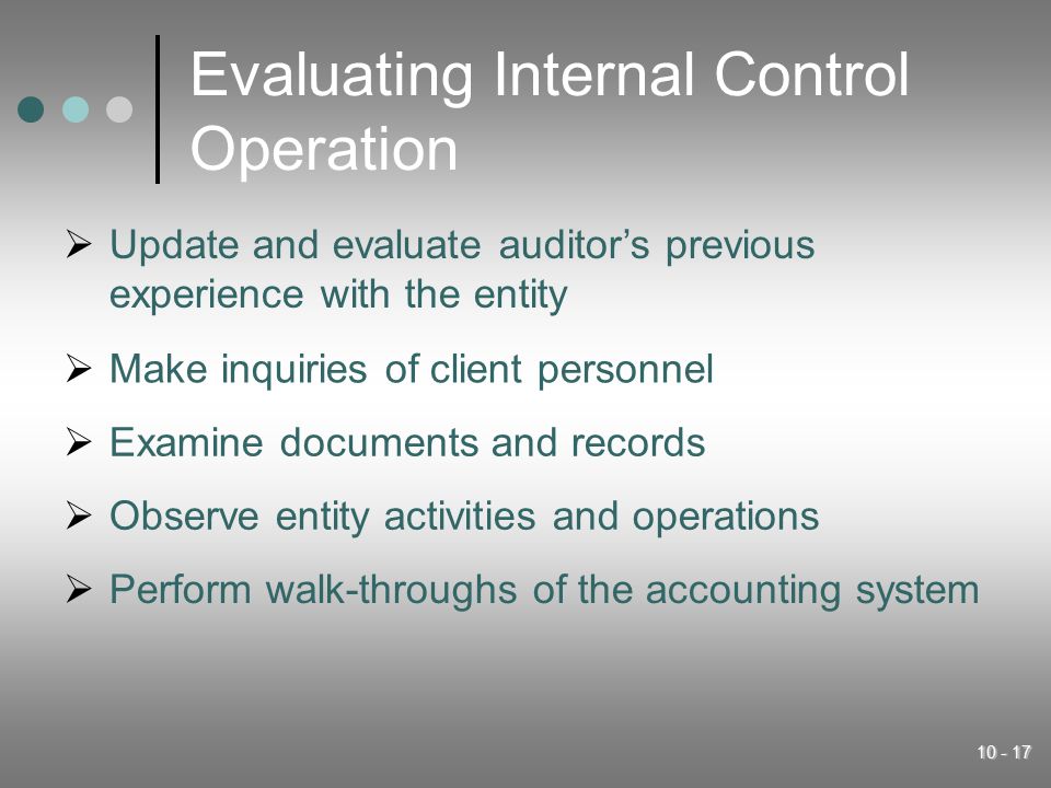 Evaluating Internal Control Operation