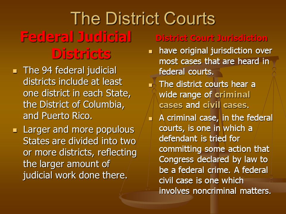 Federal Judicial Districts District Court Jurisdiction