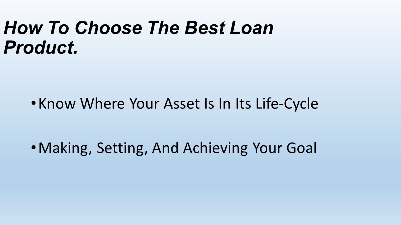 How To Choose The Best Loan Product.