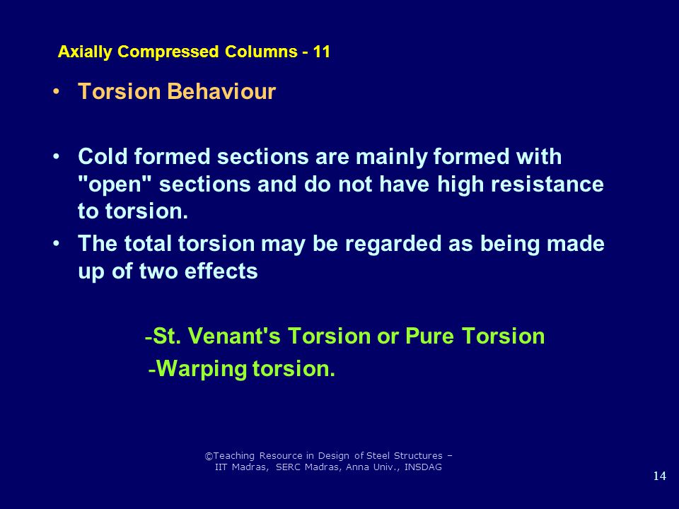 Axially Compressed Columns - 11