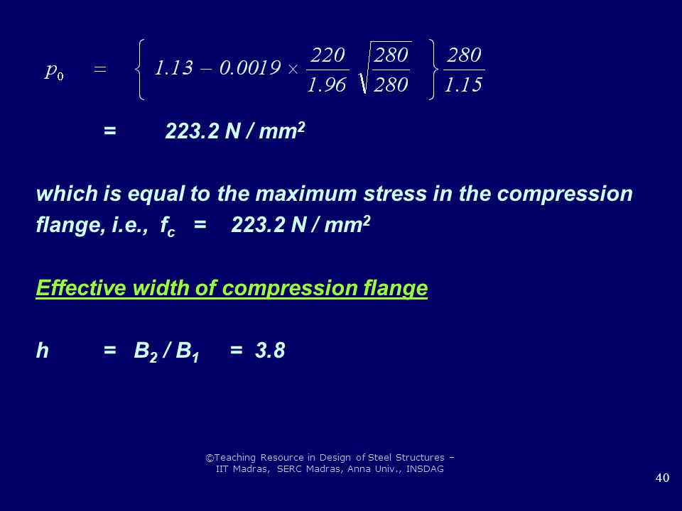 which is equal to the maximum stress in the compression