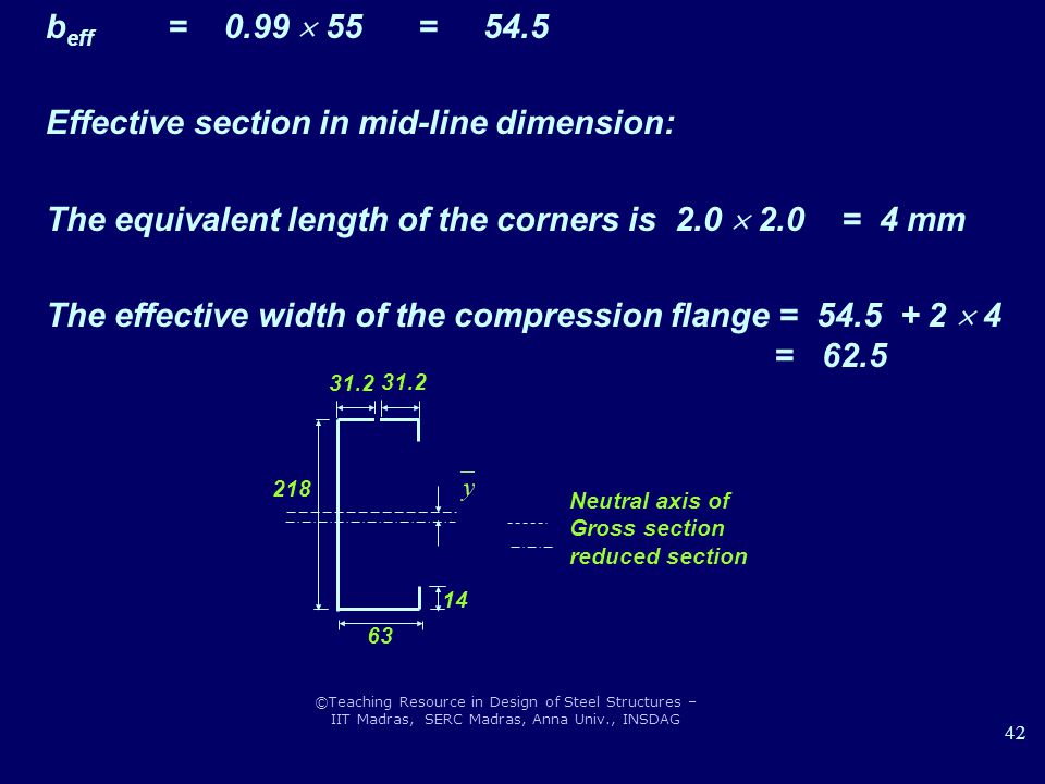 Effective section in mid-line dimension: