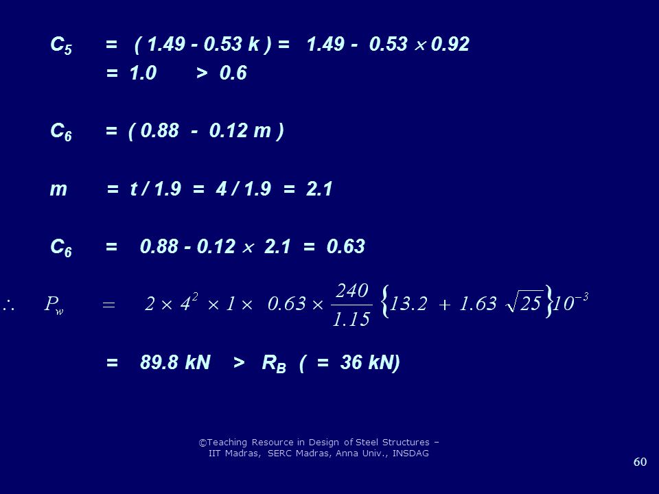 C5 = ( k ) =  0.92 = 1.0 > 0.6. C6 = ( m )