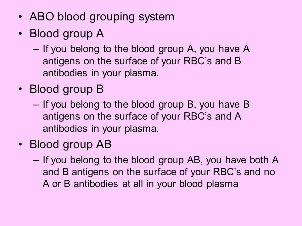 ABO blood grouping system Blood group A