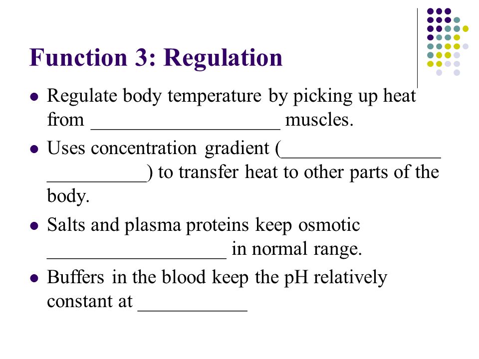 Function 3: Regulation Regulate body temperature by picking up heat from ___________________ muscles.
