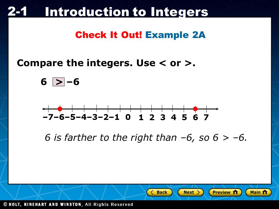 Compare the integers. Use < or >.