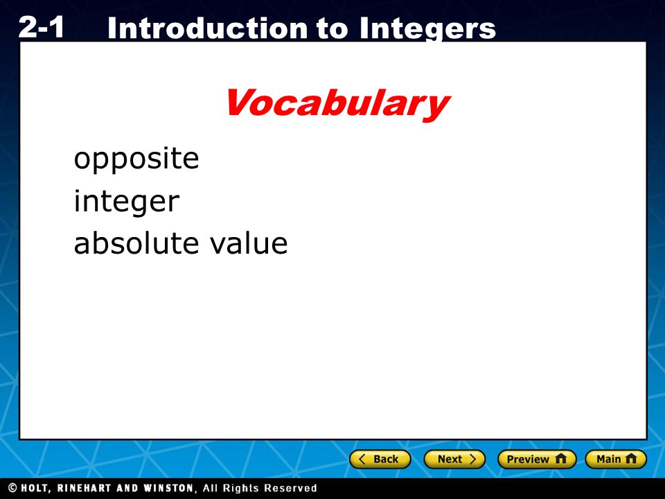 Vocabulary opposite integer absolute value