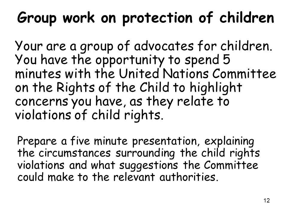 Group work on protection of children