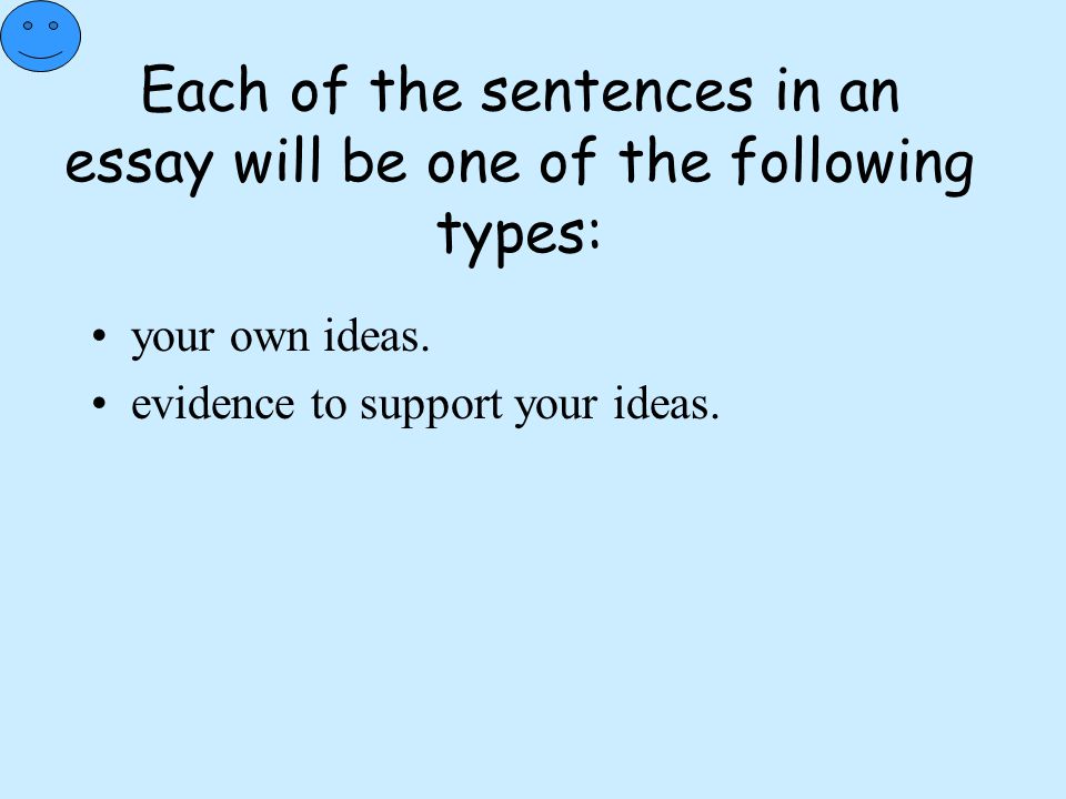 Each of the sentences in an essay will be one of the following types: