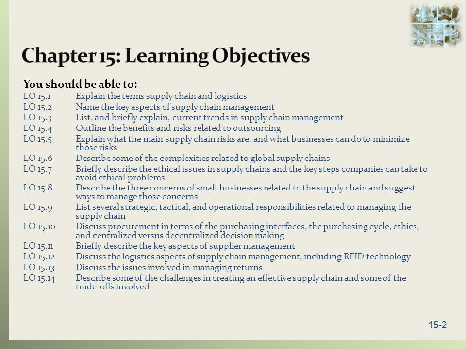 Chapter 15: Learning Objectives