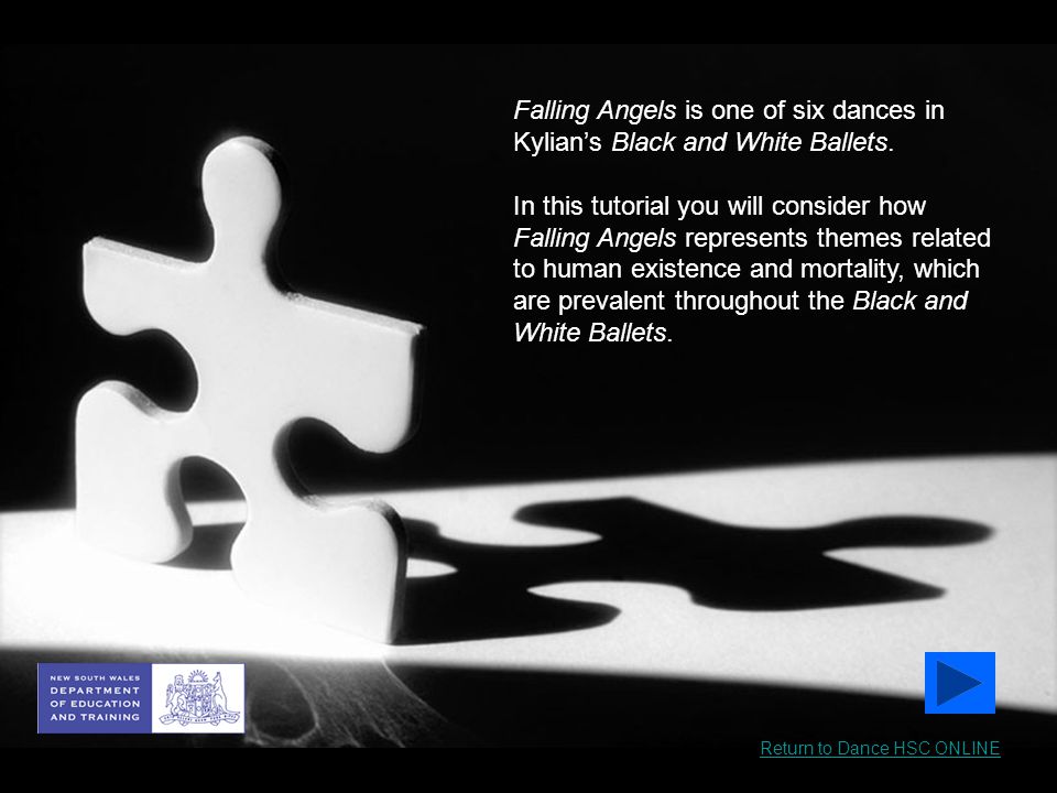 Falling Angels is one of six dances in Kylian’s Black and White Ballets.