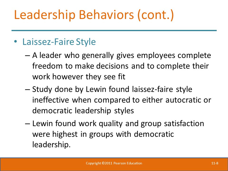 Leadership Behaviors (cont.)