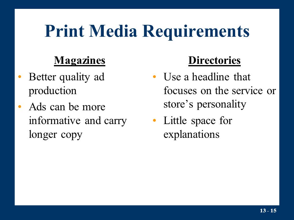 Print Media Requirements