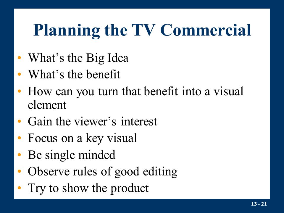 Planning the TV Commercial
