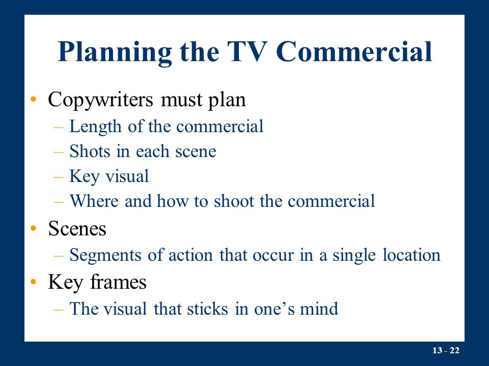 Planning the TV Commercial