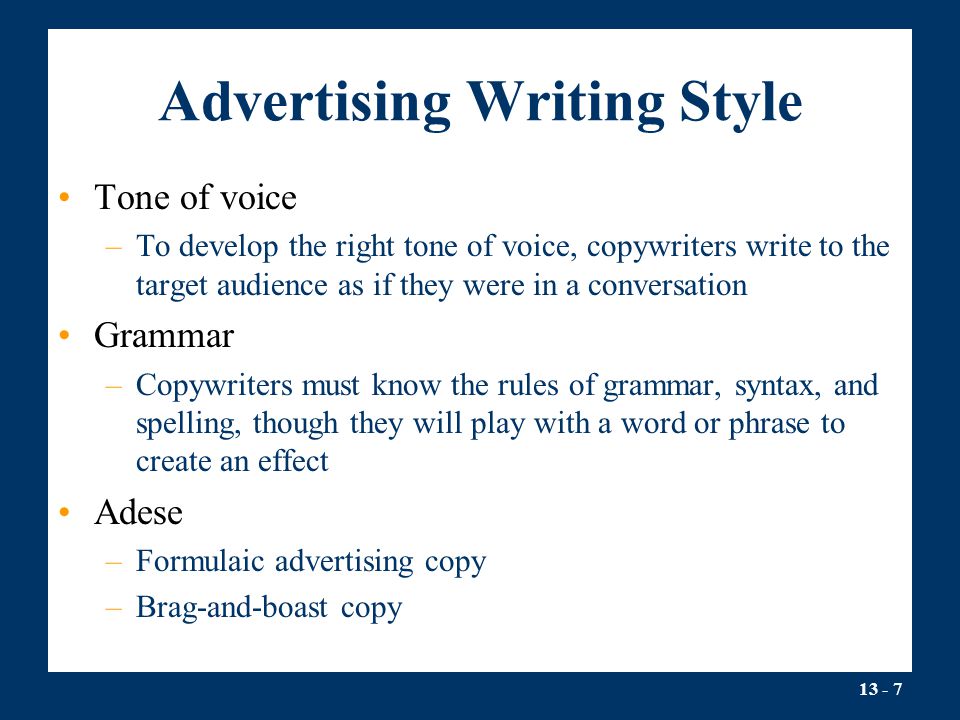Advertising Writing Style