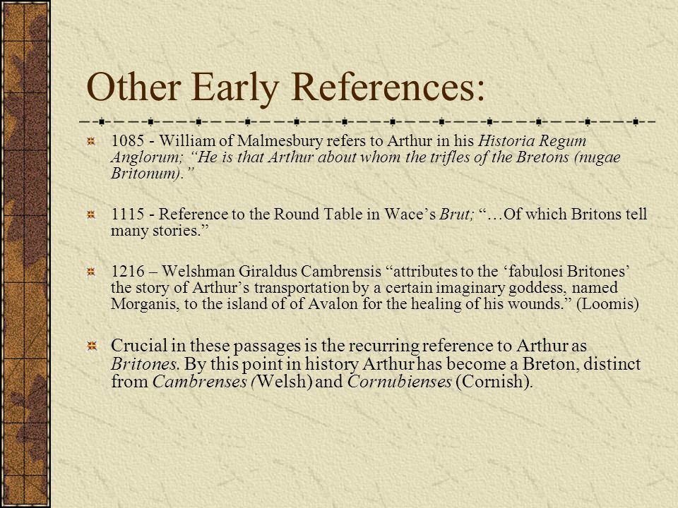 Other Early References: