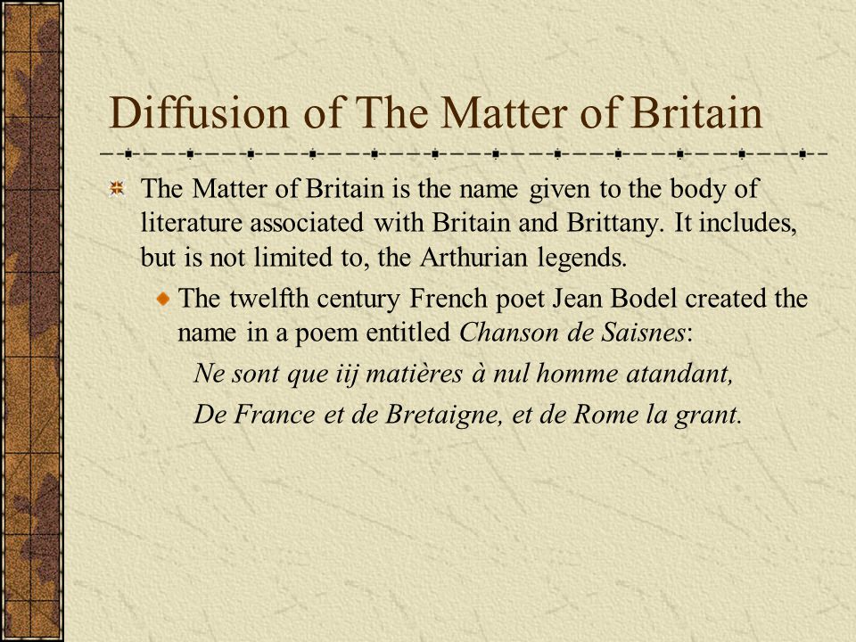 Diffusion of The Matter of Britain