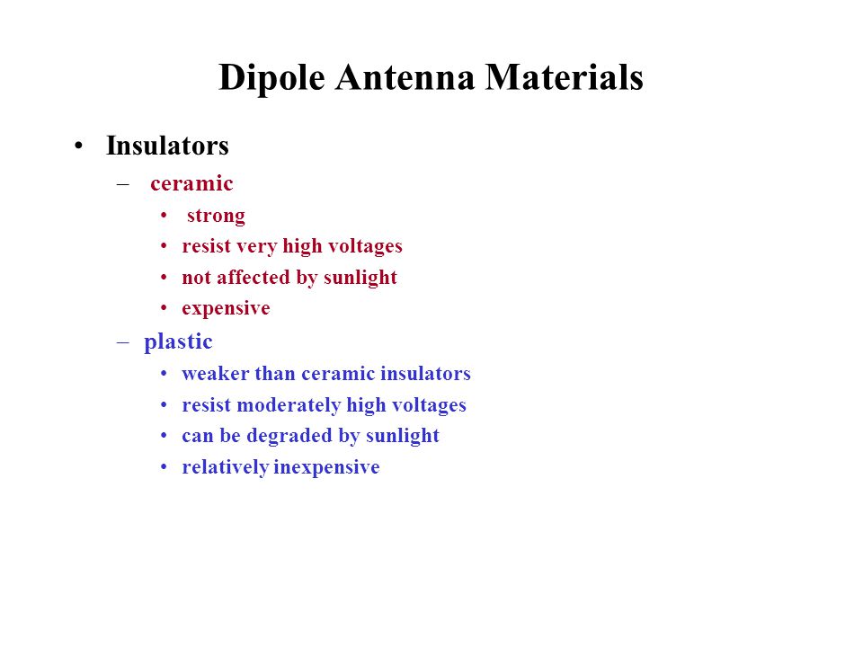 Dipole Antenna Materials
