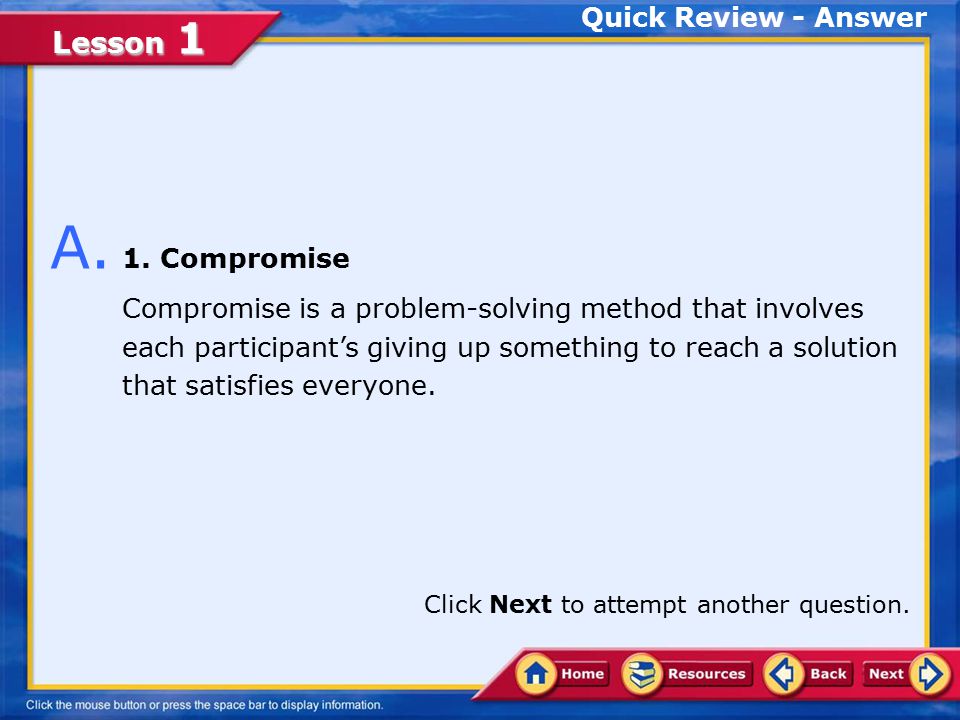 A. 1. Compromise Quick Review - Answer