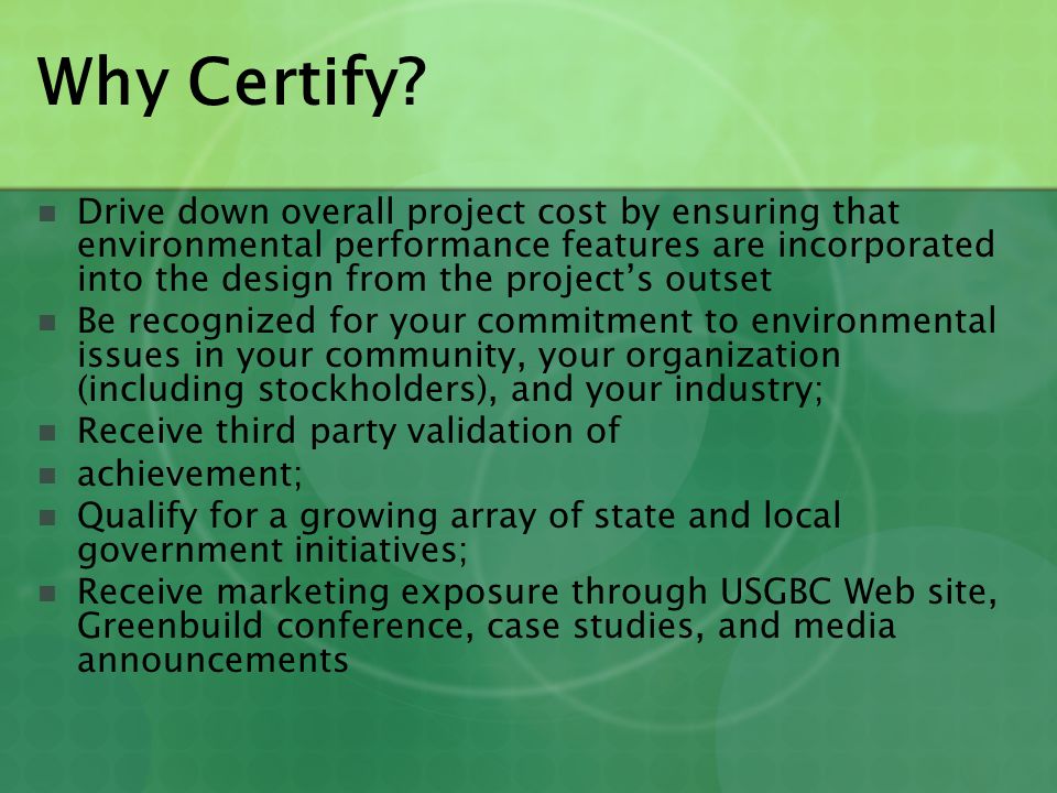 Why Certify