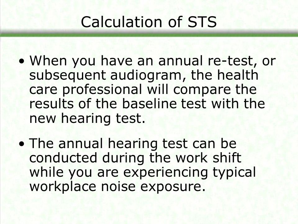 Calculation of STS