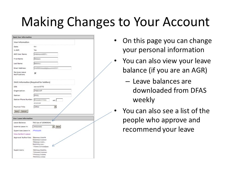 Making Changes to Your Account