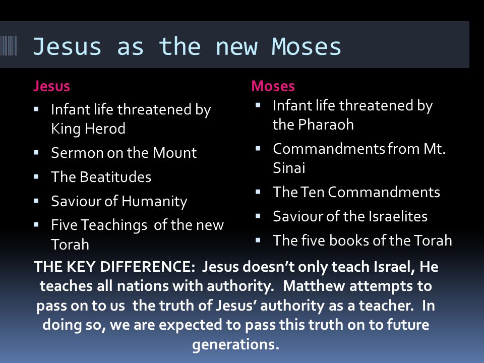 Jesus as the new Moses Jesus Moses