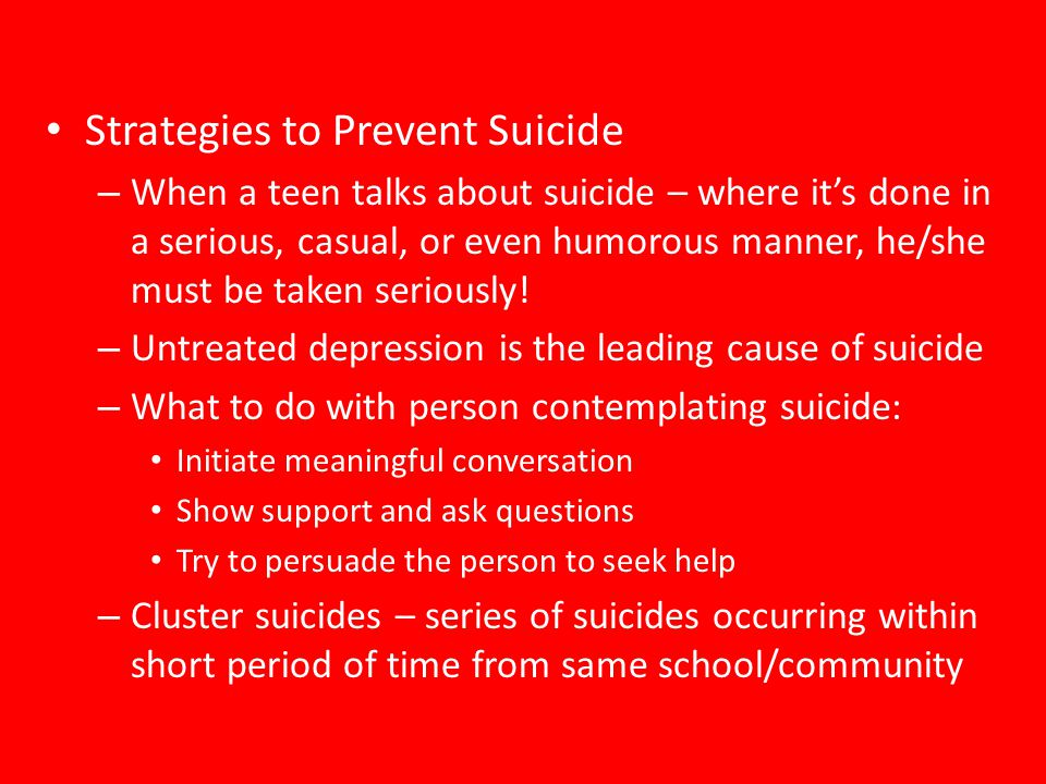 Strategies to Prevent Suicide