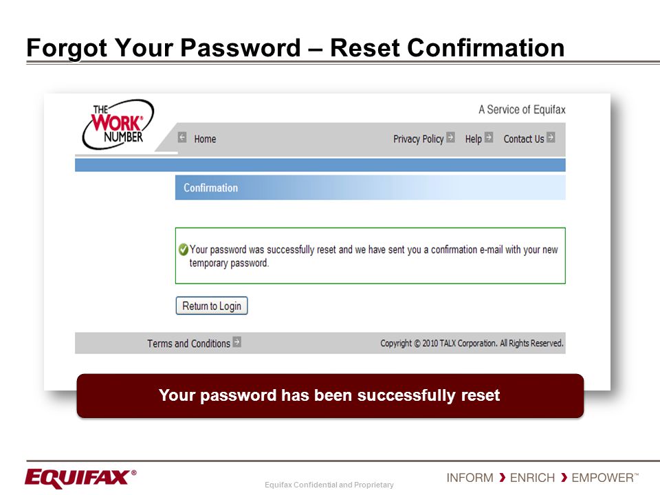 Forgot Your Password – Reset Confirmation