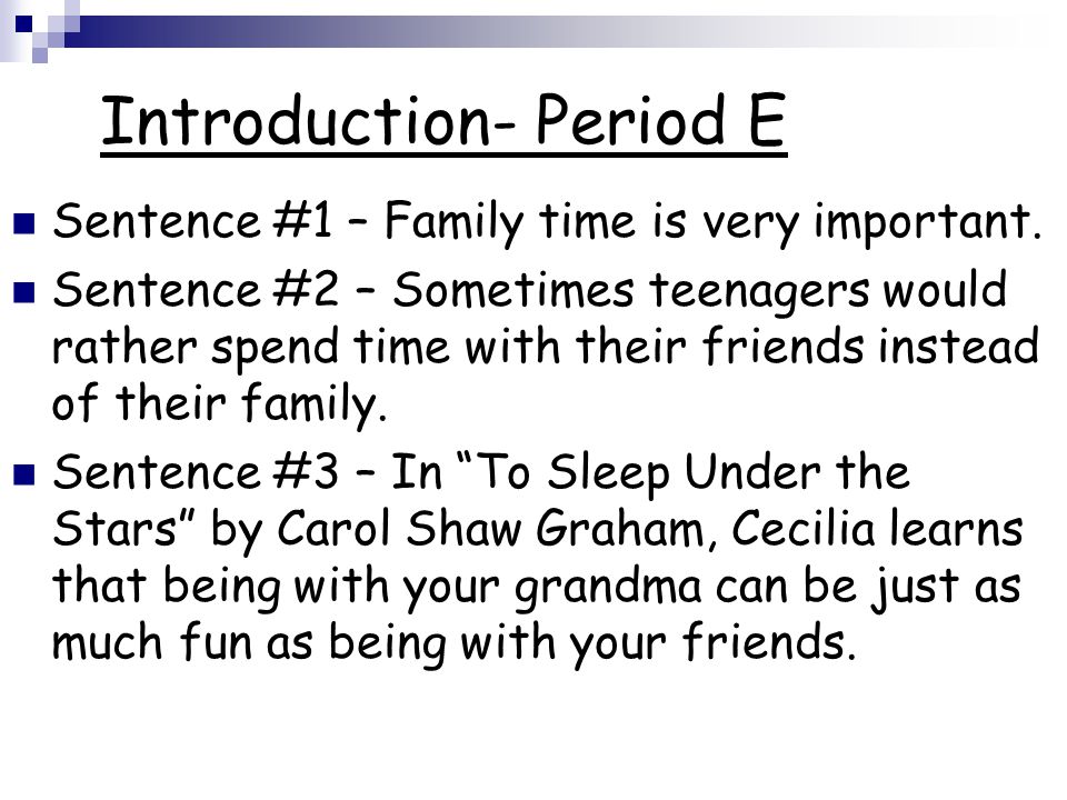 Introduction- Period E