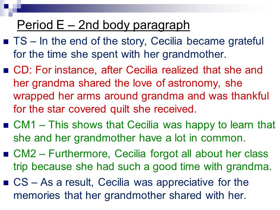 Period E – 2nd body paragraph
