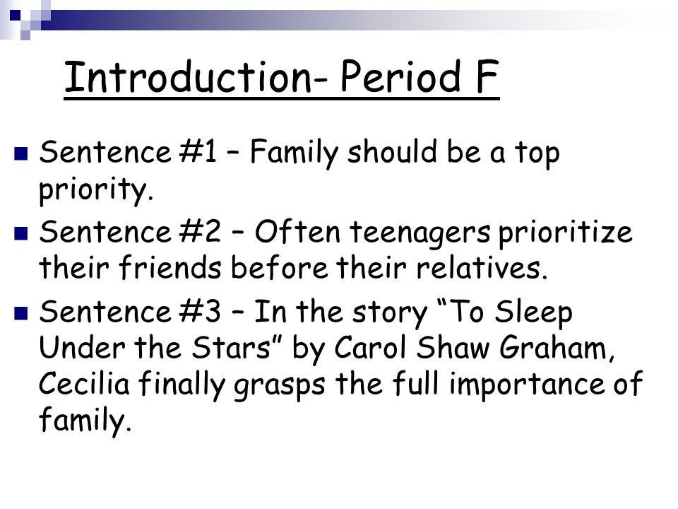 Introduction- Period F