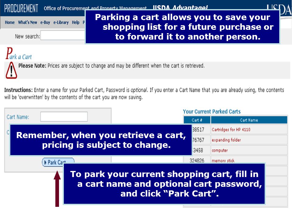 Remember, when you retrieve a cart, pricing is subject to change.