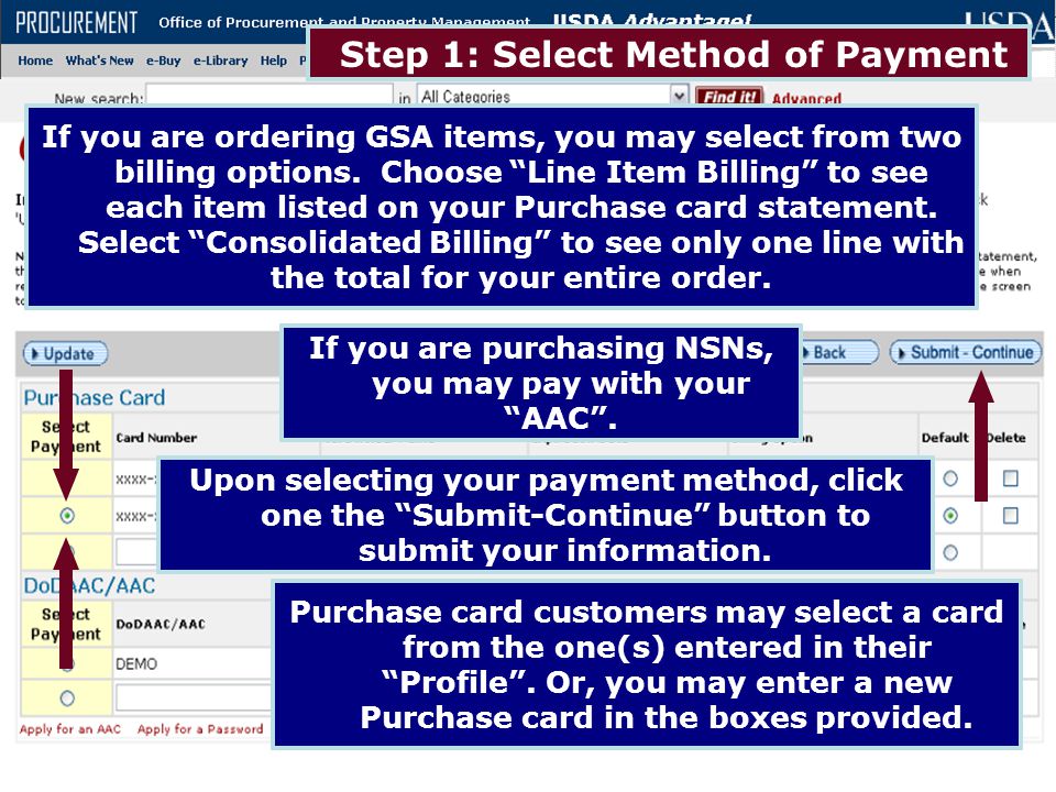 Step 1: Select Method of Payment