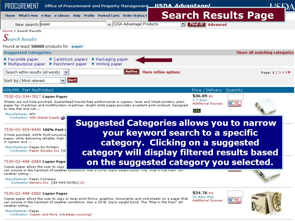 Search Results Page