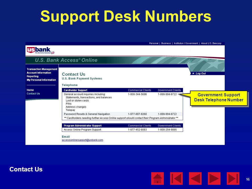 Government Support Desk Telephone Number