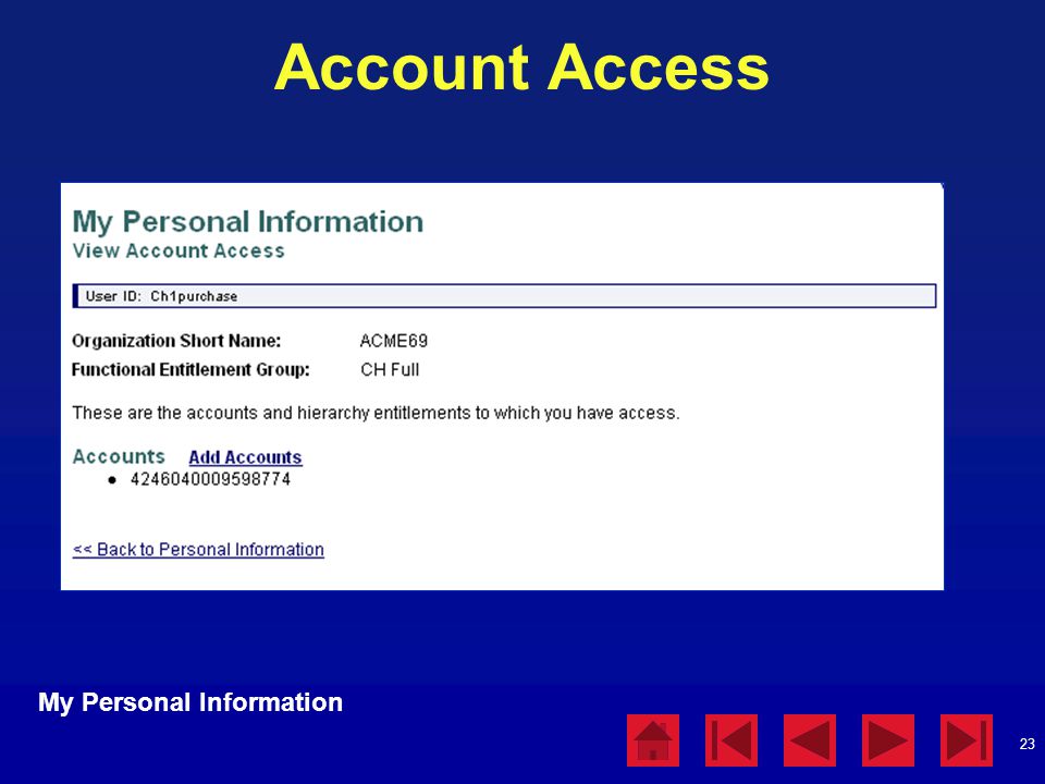 Account Access My Personal Information Account Access