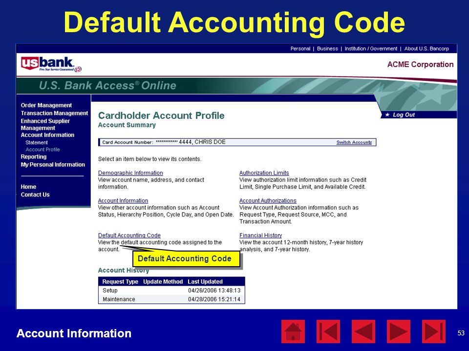 Default Accounting Code