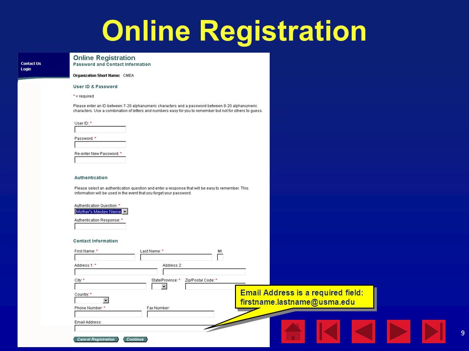 Online Registration Online Registration Instructions: