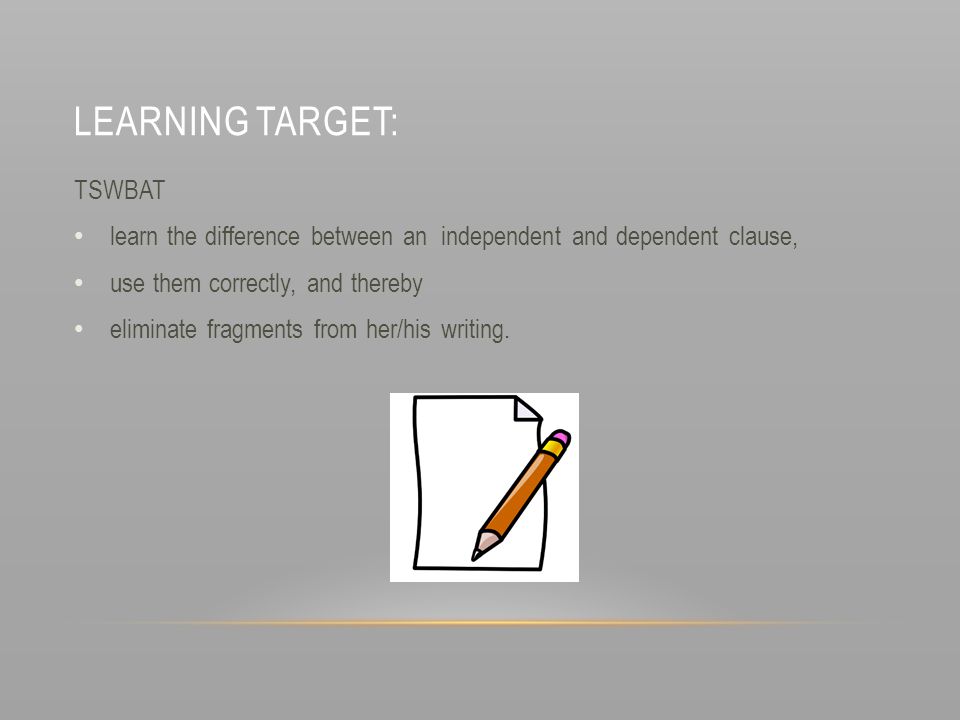 Learning Target: TSWBAT