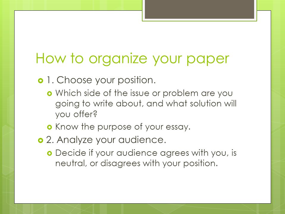 How to organize your paper