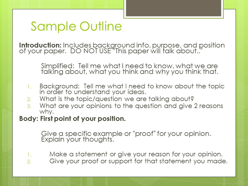 Sample Outline Persuasive Outline: