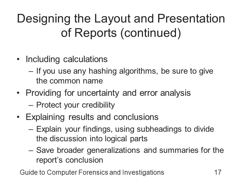 Designing the Layout and Presentation of Reports (continued)