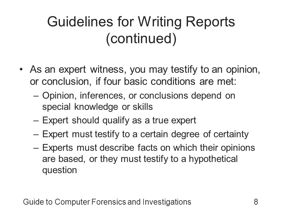 Guidelines for Writing Reports (continued)
