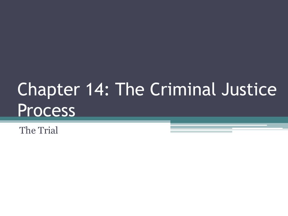 Chapter 14: The Criminal Justice Process