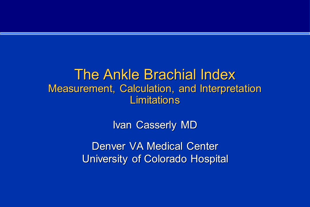 Ankle Brachial Index Values Chart