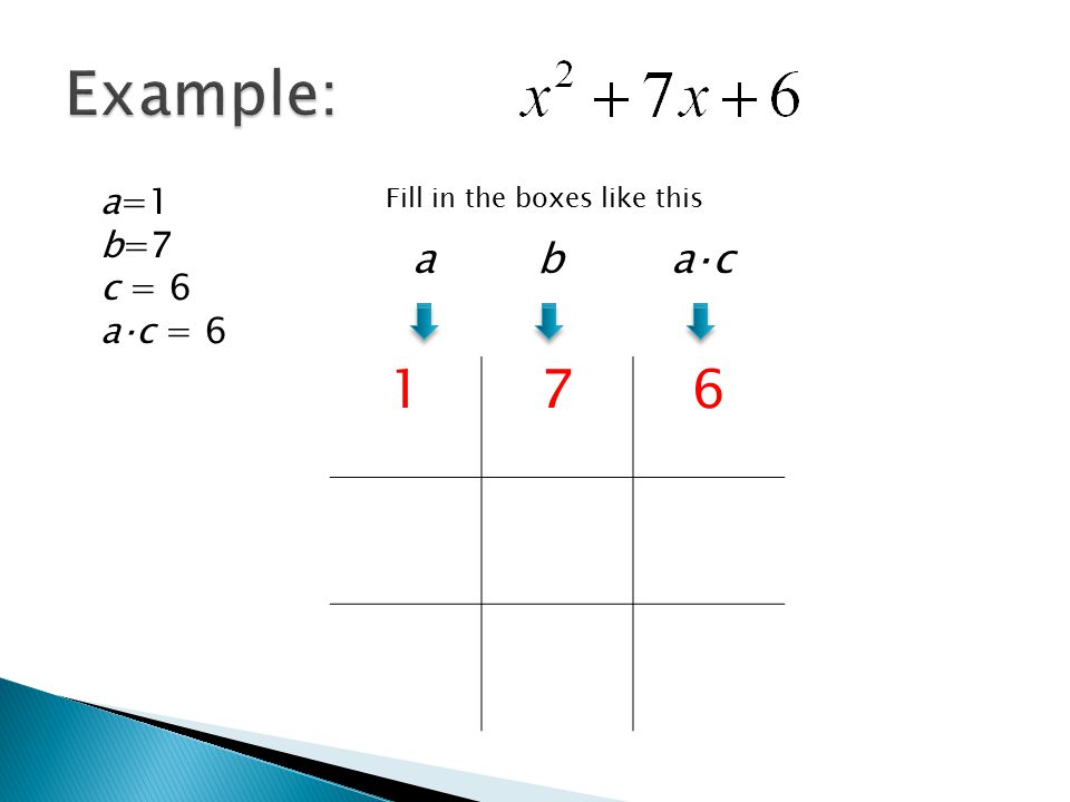 Example: a b a⋅c a=1 b=7 c = 6 a⋅c = 6